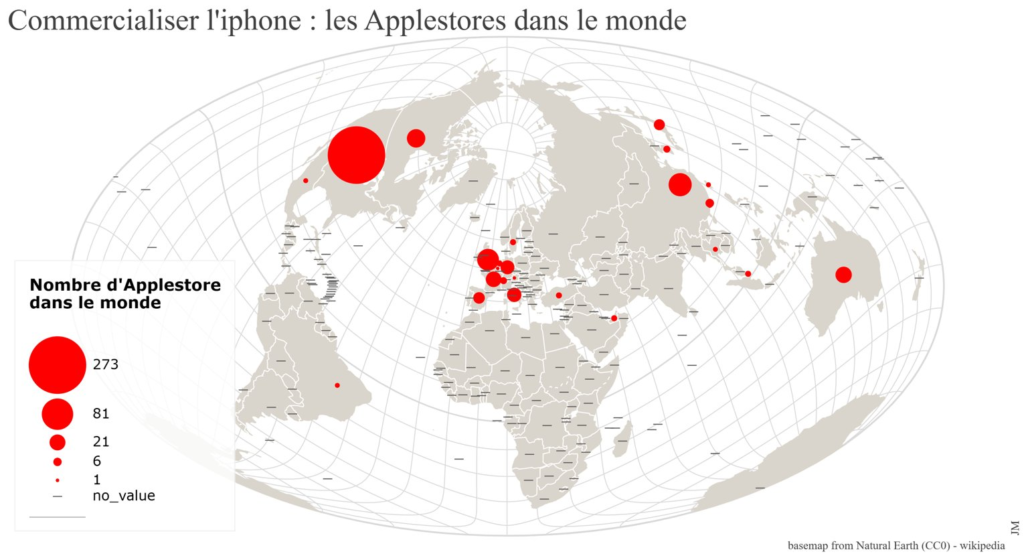 Carte • Les « Apple Store » dans le monde – Interface